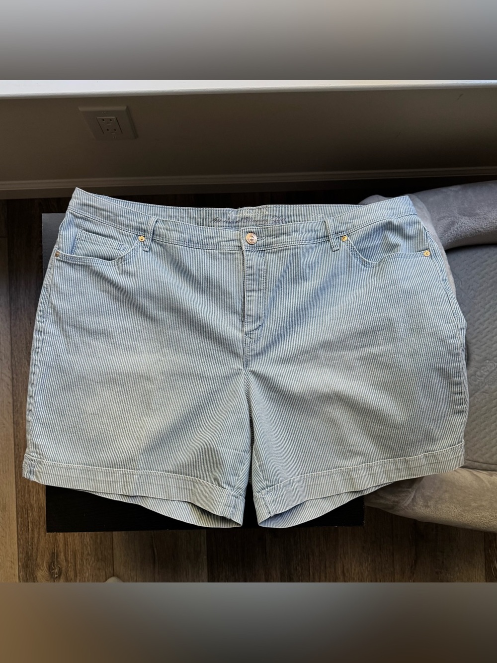 Light Blue Pinstripe Women’s Shorts by Gloria Vanderbilt